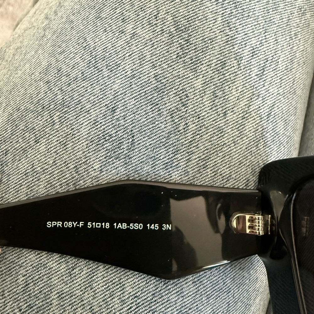 Prada Black Women's Cat-Eye Sunglasses with Silver Logo Accent - Picture 2 of 9